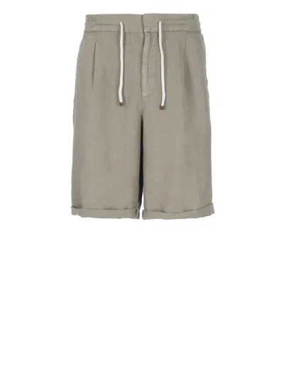 Brunello Cucinelli Linen Bermuda Shorts In Gray