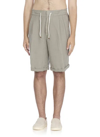 Brunello Cucinelli Linen Bermuda Shorts In Gray