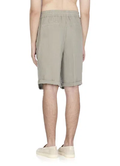 Brunello Cucinelli Linen Bermuda Shorts In Gray