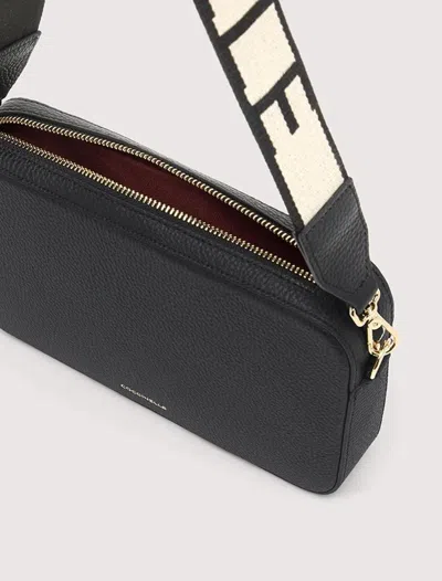 Coccinelle Tebe Textured Zip-top Crossbody Bag In Black
