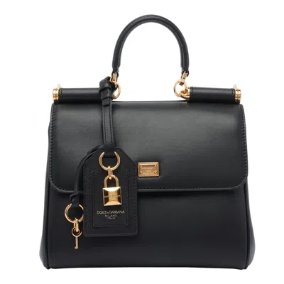 Dolce & Gabbana My Sicily Leather Shoulder Bag In Black