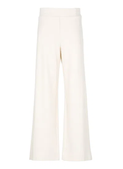 D Exterior D. Exterior Ivory Wide-leg Viscose Pants With Herringbone Pattern In Neutral