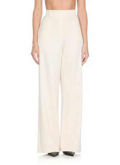 D Exterior D. Exterior Ivory Wide-leg Viscose Pants With Herringbone Pattern In Neutral