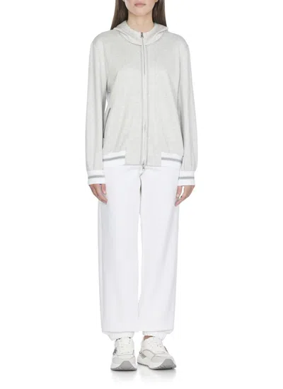 D Exterior D. Exterior Hooded Sweatshirt With Lurex Herringbone Pattern In Gray