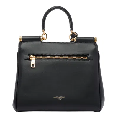 Dolce & Gabbana My Sicily Leather Shoulder Bag In Black