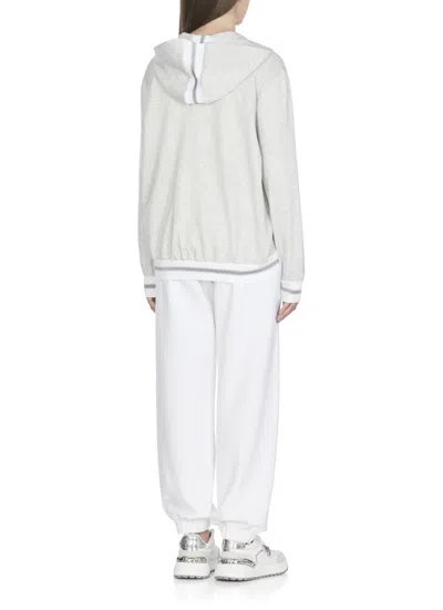 D Exterior D. Exterior Hooded Sweatshirt With Lurex Herringbone Pattern In Gray