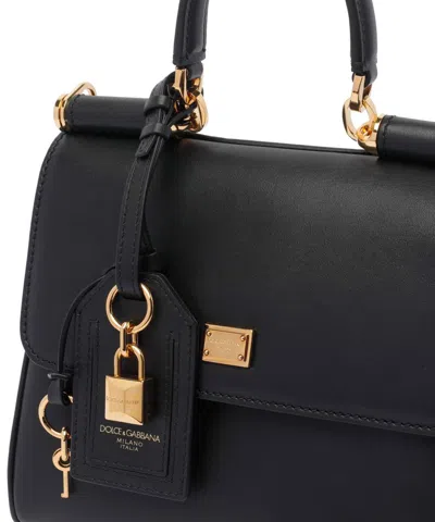 Dolce & Gabbana My Sicily Leather Shoulder Bag In Black