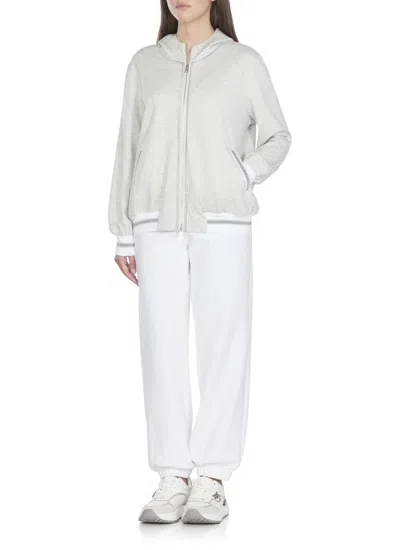 D Exterior D. Exterior Hooded Sweatshirt With Lurex Herringbone Pattern In Gray
