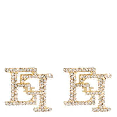 Elisabetta Franchi Logo Earrings In Gold