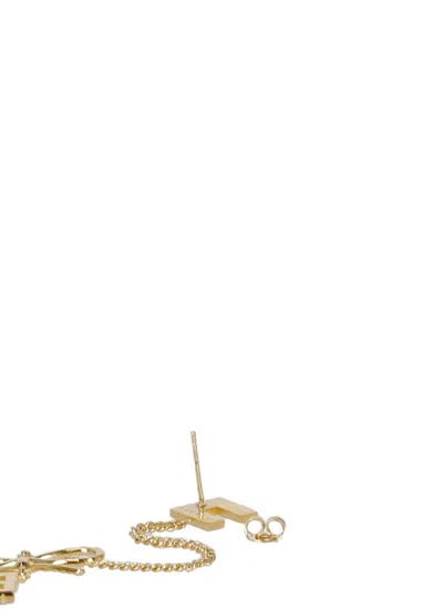Elisabetta Franchi Earrings With Logo And Bow In Gold