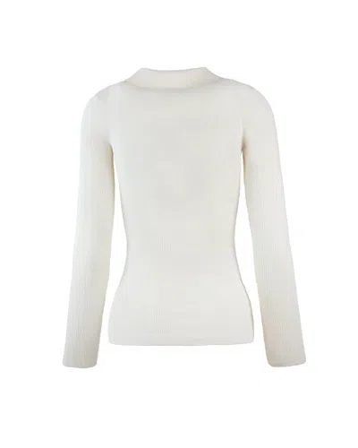 Elisabetta Franchi Polo-neck Chain-detail Top In White