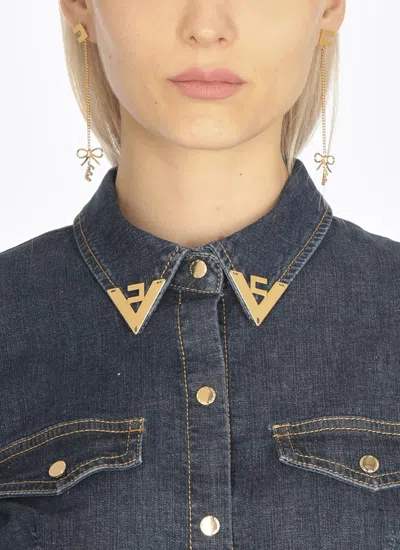 Elisabetta Franchi Earrings With Logo And Bow In Gold