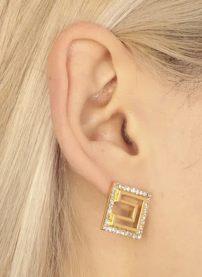 Elisabetta Franchi Earrings With Logo In Gold