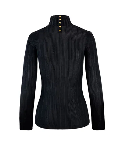 Elisabetta Franchi Black Viscose Yarn Sweater With Logo Details In Black