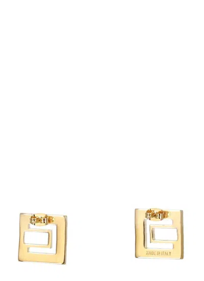 Elisabetta Franchi Earrings With Logo In Gold