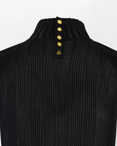 Elisabetta Franchi Black Viscose Yarn Sweater With Logo Details In Black