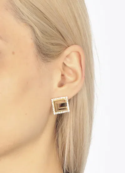 Elisabetta Franchi Earrings With Logo In Gold