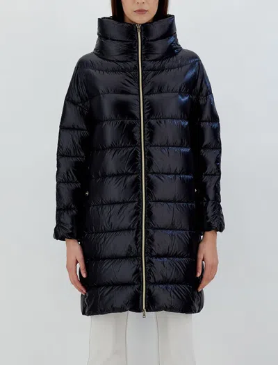 Herno Iconico Woman Puffer Midnight Blue Size 4 Polyamide In Black