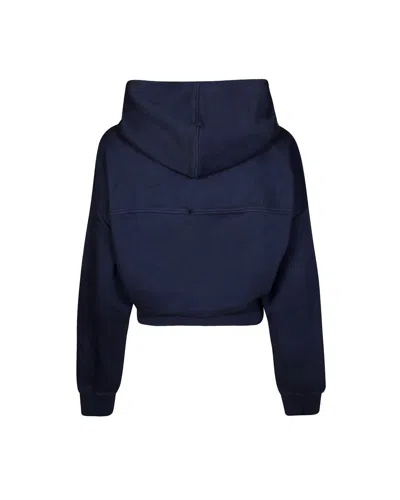 Marni Cropped Hoodie In Deep Navy With Distinctive Patch
