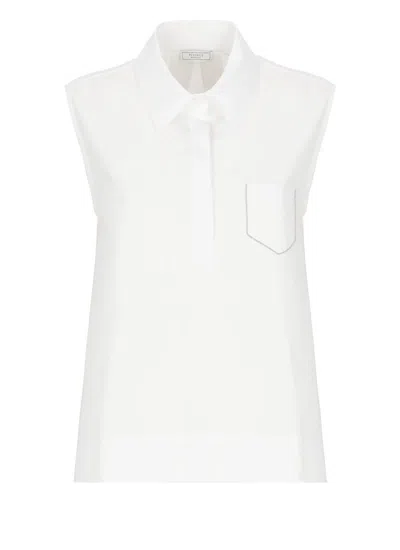 Peserico Sleek Trapezoid Polo Shirt With Masculine Collar In White