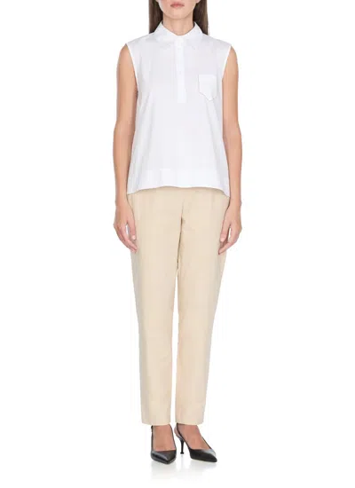 Peserico Sleek Trapezoid Polo Shirt With Masculine Collar In White