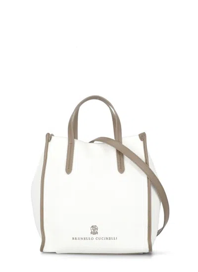 Brunello Cucinelli Rectangular Shoulder Bag In White