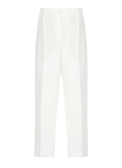 Brunello Cucinelli Viscose And Line Trousers In White