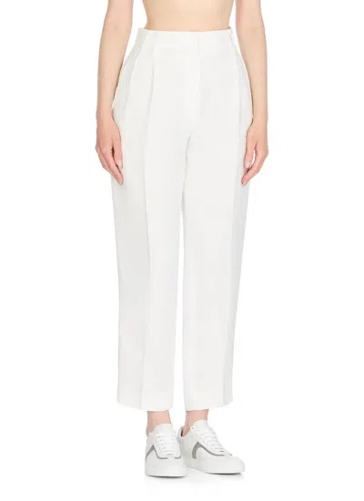 Brunello Cucinelli Viscose And Line Trousers In White