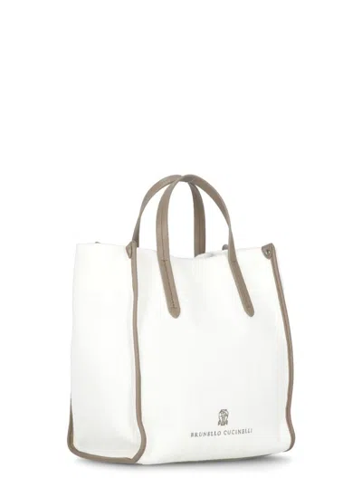 Brunello Cucinelli Rectangular Shoulder Bag In White
