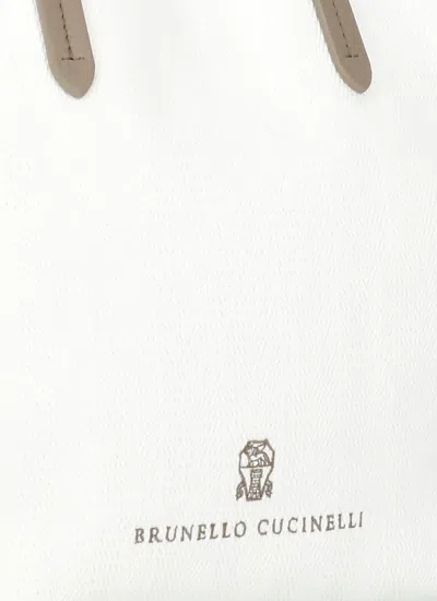 Brunello Cucinelli Rectangular Shoulder Bag In White