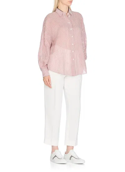 Brunello Cucinelli Viscose And Line Trousers In White