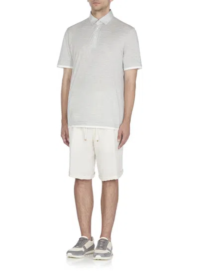 Brunello Cucinelli Silk And Cotton Three-button Polo Shirt In White
