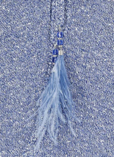 Kangra Cashmere Sequin-embellished Relaxed Fit Jacket With Deep V-neckline In Blue