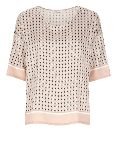 Kangra Cashmere -viscose Blouse With Geometric Pattern In White