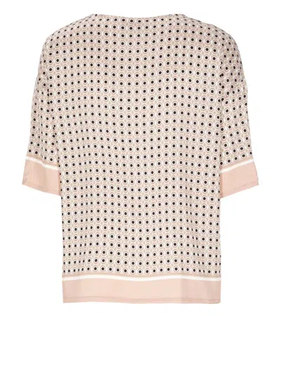 Kangra Cashmere -viscose Blouse With Geometric Pattern In White