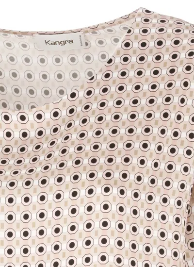 Kangra Cashmere -viscose Blouse With Geometric Pattern In White