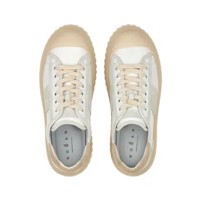 Hogan Logo Embossed Lace-up Sneakers In White