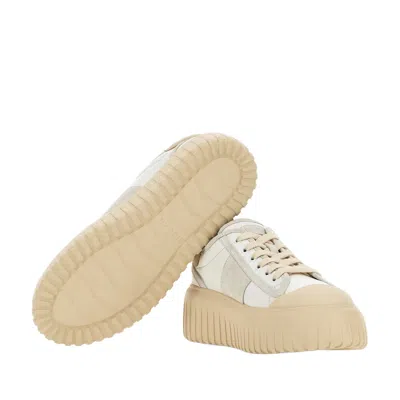 Hogan Logo Embossed Lace-up Sneakers In White