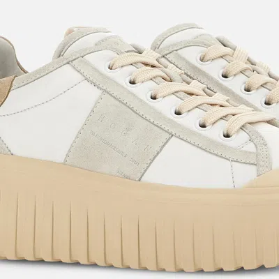 Hogan Logo Embossed Lace-up Sneakers In White