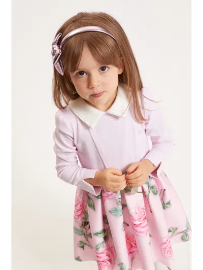 Monnalisa Rose-print Embellished Dress In Green