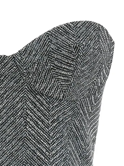 Ermanno Scervino Rhinestone Herringbone Bustier Top In Black