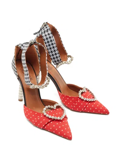 Pre-owned Malone Souliers Heart-buckle Pattern Pumps In Red