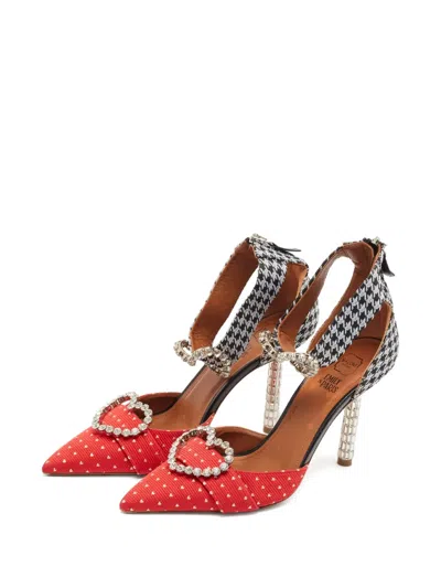 Pre-owned Malone Souliers Heart-buckle Pattern Pumps In Red