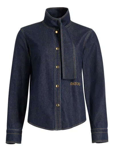 Patou Scarf-collar Denim Shirt