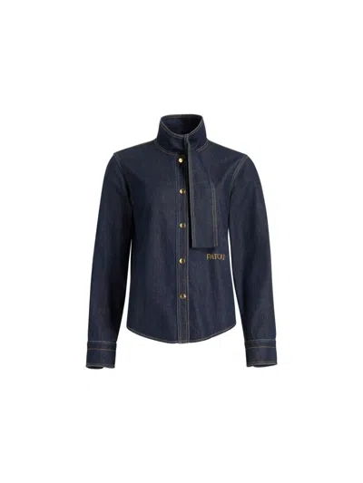 Patou Scarf-collar Denim Shirt