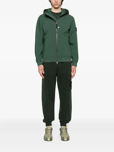 Stone Island Q100004 Hooded Zip-front Jacket In Green