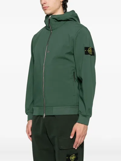 Stone Island Q100004 Hooded Zip-front Jacket In Green