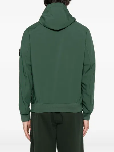Stone Island Q100004 Hooded Zip-front Jacket In Green