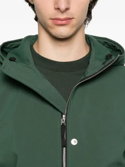 Stone Island Q100004 Hooded Zip-front Jacket In Green