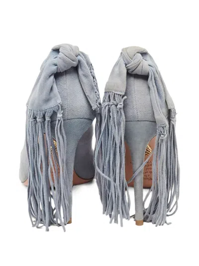 Pre-owned Aquazzura Suede Fringed Pumps In Gray
